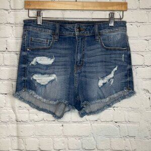 Eunina Lulu Women’s Distressed High Rise Cut Off Shortie Shorts size small